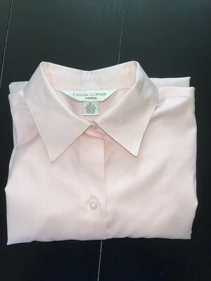 Blusa informal de esquina sin planchar con botones para mujer S manga larga bebé rosa algodón Foto 1 de 4