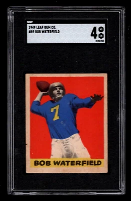ORIGINAL BOB WATERFIELD 1949 LEAF SGC 4 VG-EX FOOTBALL  CARD #89 HOF - Image 1 of 2
