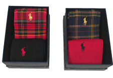 NEW Polo Ralph Lauren 2 Pair Sock Set!  Red or Black & Plaid in Gift Box