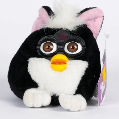 Tiger Electronics plush original 1999 Furby beanie Buddies - white/black - Image 1 of 3