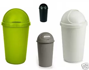 Plastic Bullet Bin 50 / 30 Litre Rubbish Waste Bins Kitchen Dustbin Flap Lid New - Picture 1 of 9