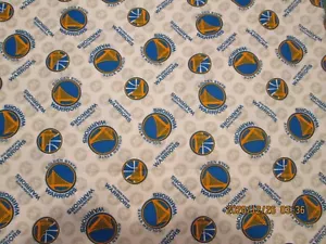 GOLDEN STATE WARRIORS NBA 44" WIDE 100% COTTON 1 HALF YARD PIECE NEW DESIGN - Picture 1 of 6