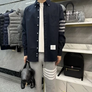 Thom Browne Men/women's Cotton Solid Color Long Sleeves Casual Shirt - Picture 1 of 24