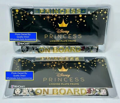 2 Official Disney PRINCESS ON BOARD Metal License Plate Frame BEST GIFT AUTO CAR - Image 1 of 3