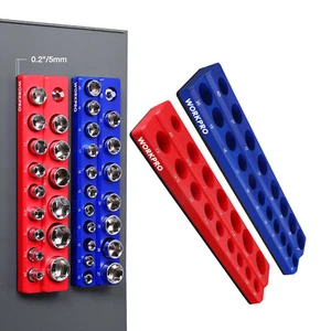 WORKPRO 2PC 1/2" Magnetic Socket Organizer Set SAE&Metric Socket Holder 35 Slots - Picture 1 of 9