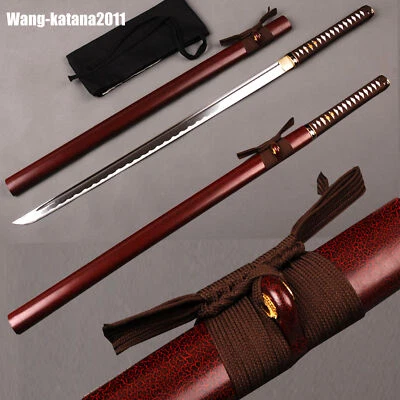 Japanese NINJA red sword Straight blade Carbon Steel Real Sharp fully Handmade - Image 1 of 4