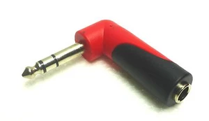LASE Professional Right-Angle 1/4" Stereo Male Plug to 1/4" Stereo Female Jack - Picture 1 of 3