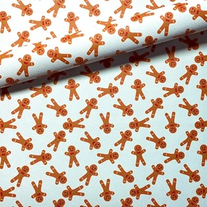 Christmas Gingerbread on White Printed Faux Leather 20x30cm - Picture 1 of 1