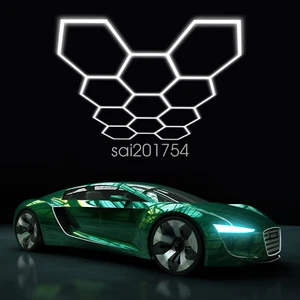 11 Grid LED Hexagon Garage Lights Car Detailing Shop Light for Workshop Gym Home - Picture 1 of 11