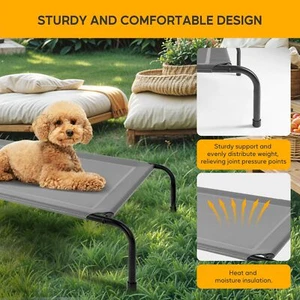 Elevated Dog Bed Portable Dog Cots Beds Indoor & Outdoor Grey/Black/Green - Picture 1 of 29