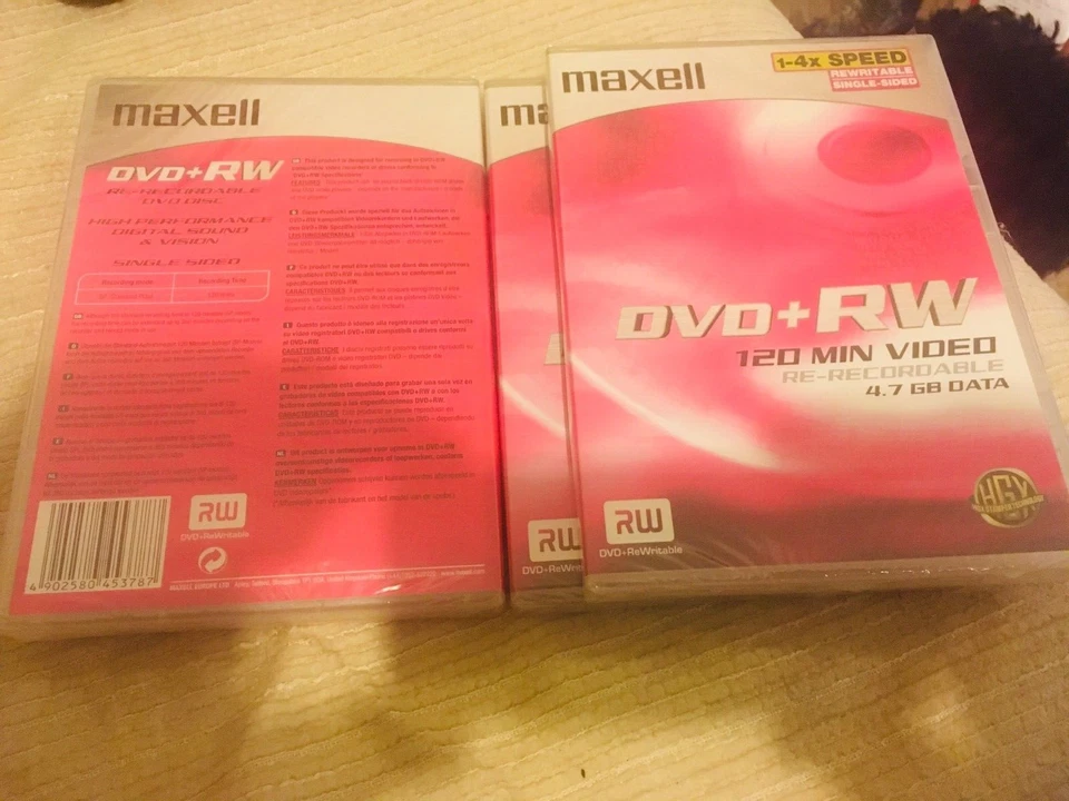 New MAXELL DVD+RW 120Min 4.7GB 1-4x speed discs x3 - Image 1 of 1
