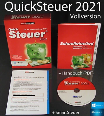 Lexware QuickSteuer 2021 Vollversion Box, CD, Handbuch (PDF) Steuerjahr 2020 NEU - Bild 1 von 4