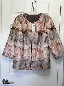 NWT Chico's Travelers Size 2 L 12-14 Beige Multi Pleated Artisan Jacket $139 - Picture 1 of 11