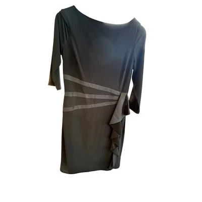 American Living Black 3/4 Sleeve Ruffle Sheath Dress Size 10 - Image 1 of 4
