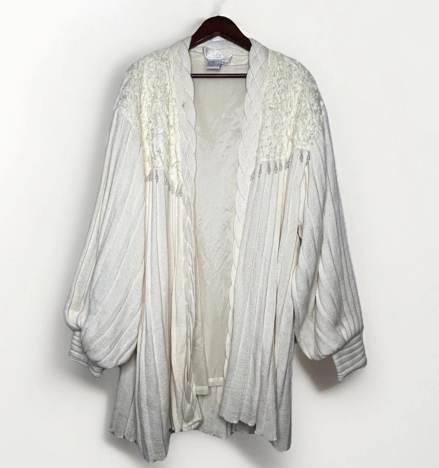 Suéter Maurade Vintage Años 80 1X Marfil, Manga Bishop Plisado Tejido Pe Cordones y Foto 1 de 4