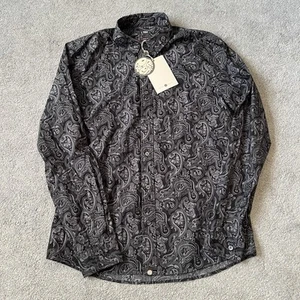 Pretty Green Paisley Pattern Retro Shirt in Grey Oasis Liam Gallagher Medium M - Picture 1 of 11