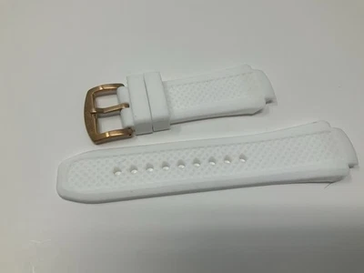 Correa de goma blanca Neptuno Swiss Legend con hebilla de oro rosa 19 mm NOS Foto 1 de 4