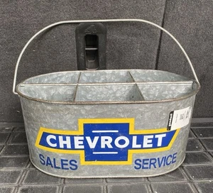 Cubo de almacenamiento de metal galvanizado Chevrolet mecánico garaje granja - Imagen 1 de 13