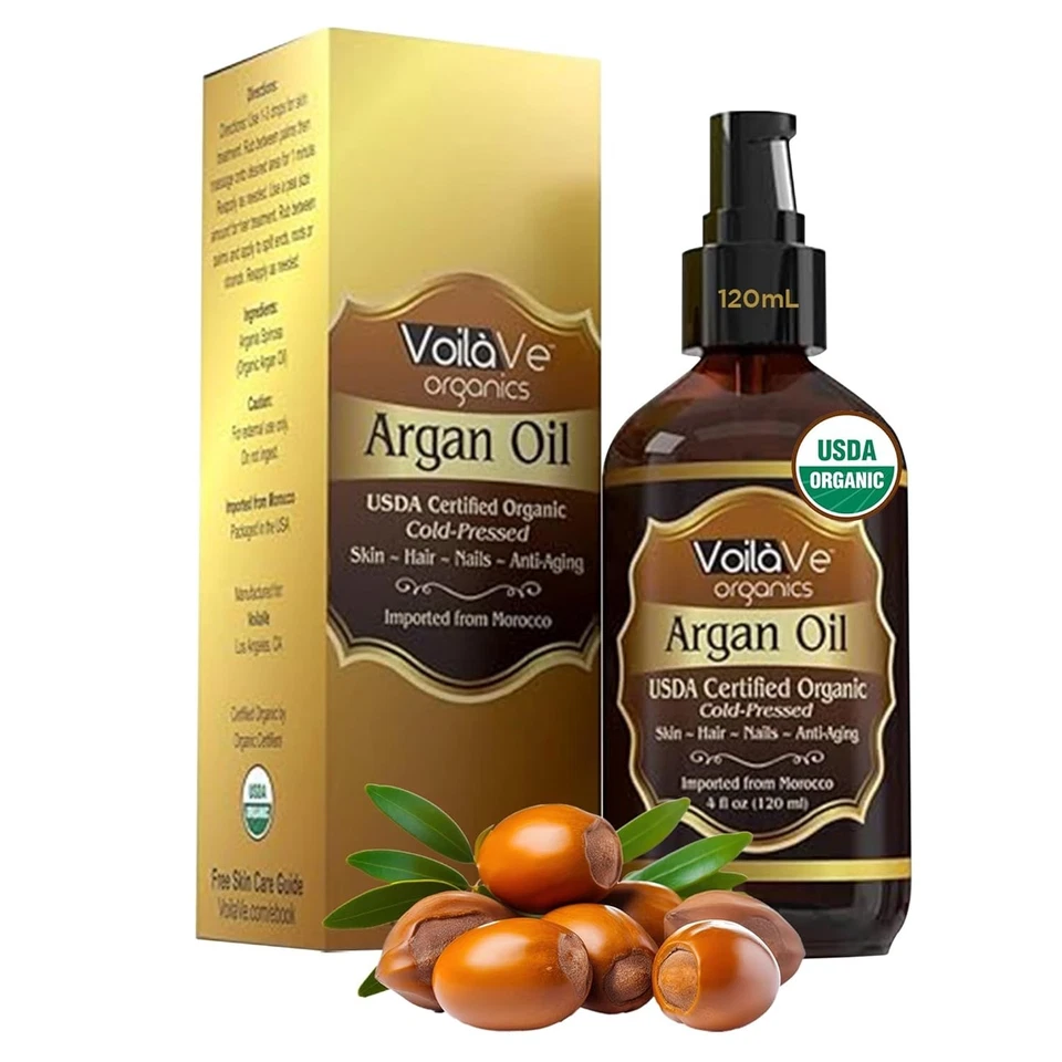 Argan Oil for Hair and Face 100 Pure Virgin Organic Cold-pressed Moroccan 4 Oz
