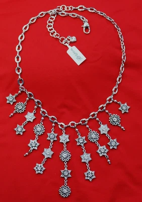 Brighton Impresionante ARCTICA NUEVO CON ETIQUETAS $168 Cristal Copo de Nieve Babero Collar Distintivo Foto 1 de 4