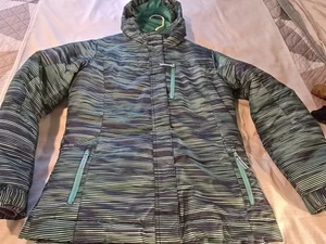 Mädchen Gr. XL 14-16 3 in 1 Champion Wintermantel Jacke türkis/lila Nadelstreifen gebraucht, in einwandfreiem Zustand - Bild 1 von 16