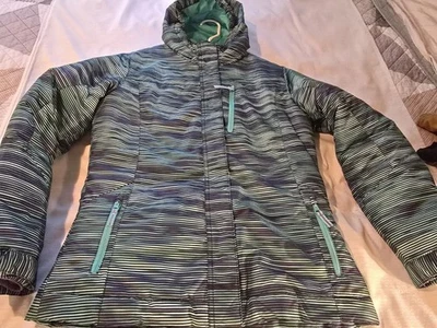 Girls Sz XL 14-16 3 In 1 Champion Winter Coat Jacket  Teal/purple Pinstripe EUC - Image 1 of 4