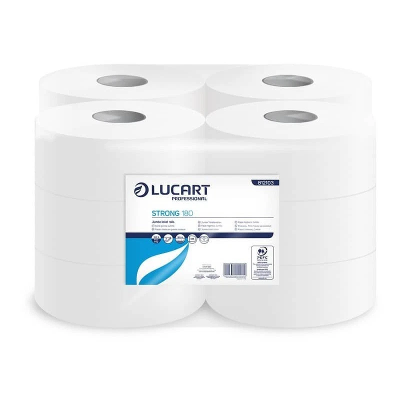 Carta igienica Lucart Strong 180 m mini jumbo 2 veli 12 rotoli da 486 strappi -  - Immagine 1 di 1