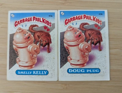 Garbage Pail Kids Topps 1986 UK Series 2 ~ 43a & 43b Doug Plug & Smelly Kelly - Image 1 of 2