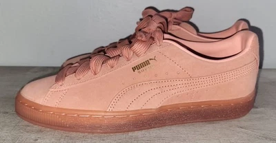 PUMA Suede Classic Mono Gold Pink Salmon Big Kid Girls Size 6 Sneakers NEW - Image 1 of 4