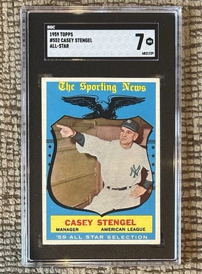 1959 Topps Case Stengel New York Yankees All Star #552 SGC7 QUASE PERFEITO #6821729 - Imagem 1 de 2