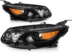Fits 2018-2016 Chevy Malibu Black Housing w/Projector LH+RH Headlights Assembly - Picture 1 of 9