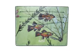 Estuche para tarjetas Dunhill para acuario de cuero verde mar nuevo PVP £175 - Imagen 1 de 6