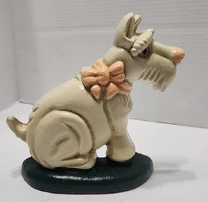 Tope de puerta de hierro fundido Scottie Westie o Schnauzer 7 x 7,5 pulgadas base negra crema/melocotón - Imagen 1 de 8