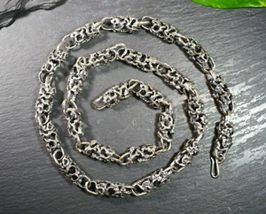 Starke 925 Silber Kette Brutalist Tracht Brutalist Lang Schwer Röhren - Bild 1 von 12