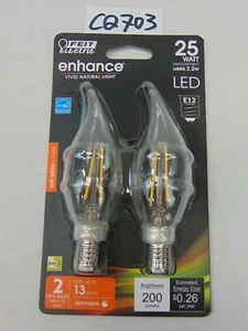 FEIT Electric 2.2 watts CA10 LED Bulb 200 lumens Soft White Chandelier 25 Watt - Picture 1 of 2
