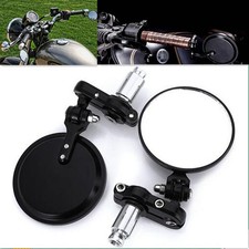 2 Pcs Motorcycle Handle Bar End 7/8" CNC Aluminum Rear View Round Side Mirror