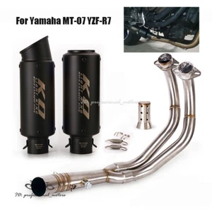 For Yamaha YZF R7 2021-2023 MT-07 Black Muffler Exhaust Header Pipe Whole System - Picture 1 of 12