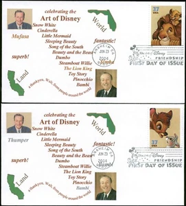 US FDC #3865 - #3568  Set of 4 Paul Gerwitz Anaheim, CA   Walt Disney  #2 of 10 - Picture 1 of 4