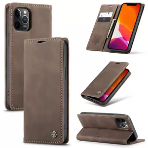 For iPhone 14 13 12 11 XR XS 876+ Business Leather Flip Holder Wallet Stand Case - Picture 1 of 17