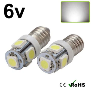 2X 6V LED LAMP E10 SCREW 6 VOLT XENON WHITE BICYCLE TORCH E10 MES - Picture 1 of 1