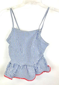 Crewcuts Girl’s Blue/White Striped Tankini Swimsuit Set Size 14 - Picture 1 of 5