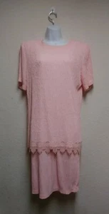 Women's MELISSA Size 14 Blouse & Skirt Set pink Color With lace Hem EUC!  - Picture 1 of 12