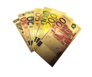 Billetes de oro euro juego de 7 piezas lingotes de oro color billete de oro regalo recuerdo - Imagen 1 de 2