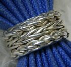 Twisted Thick wide band 0.925 Sterling Silver Unisex Men's Ring band Size 8.75