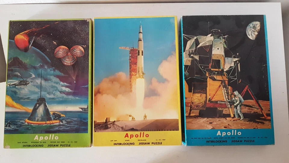 3x puzzle rari MB Apollo 1969 atterraggio sulla luna - 2 SIGILLATI e 1 COMPLETO - Immagine 1 di 4
