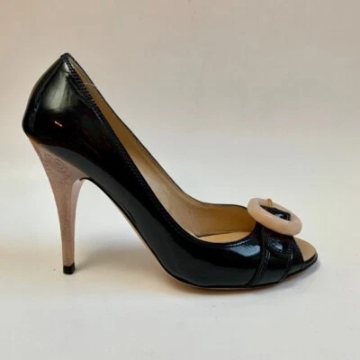 Vintage 1990s black patent leather pumps by Escada size 8 - Image 1 of 4