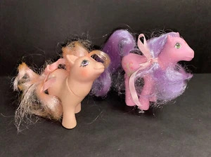 My Little Pony Vintage Baby Cotton Candy Lilly Lot/2 G1 Pink Purple Hair - Picture 1 of 14