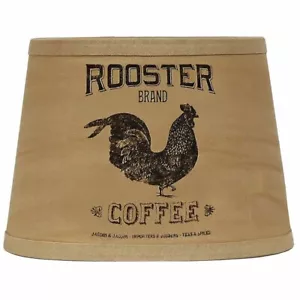 Lamp Shade 10 inch Drum Rooster Coffee Tea Dyed Ring Clip Primitive Decor - Picture 1 of 6