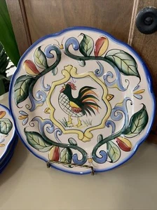 Fitz & Floyd handbemalt Ricamo Hahn ~ 8,5" Salatteller 4er Set - Bild 1 von 10