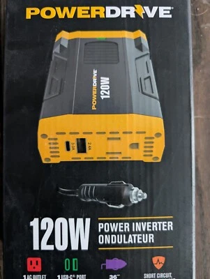 PowerDrive 100 Watt Slim Plug-In Inverter with 1 AC, 2 USB A/C Ports PD100 - NEW - Image 1 of 2